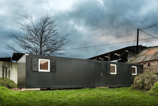Slate grey container building