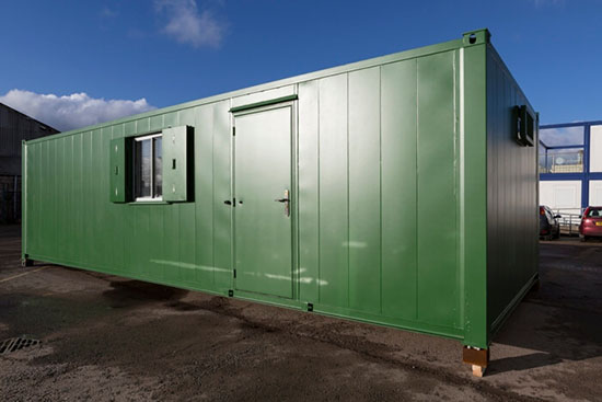 External view of container housing unit