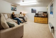 Inside a housing unit living room.