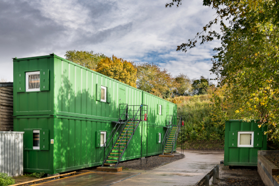 farm worker container accomodation external view