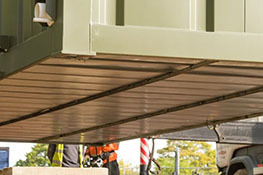 The solid steel underside of a MAC container home