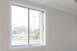 Interior view of container home window