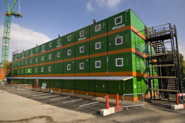 Stacked container buildings